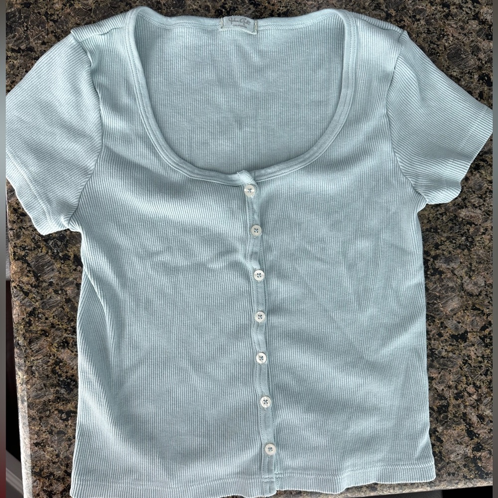 John Galt teal Zella short sleeve top, one size